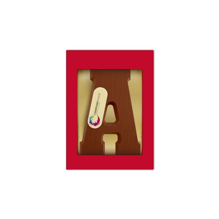chocoladeletter met logo bedrukking