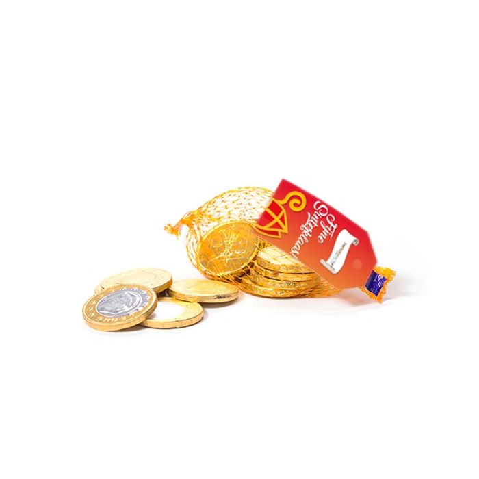 Chocolade munten in netje
