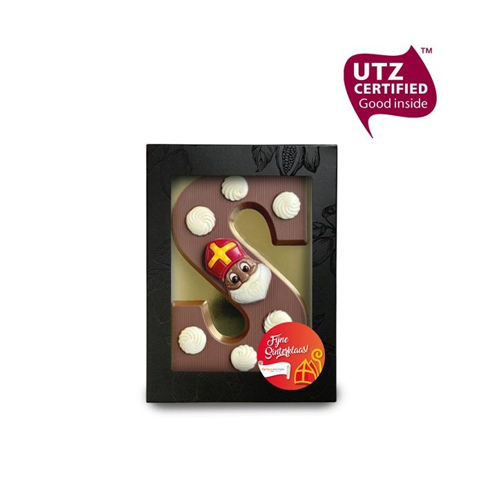 Chocoladeletter met witte toefjes
