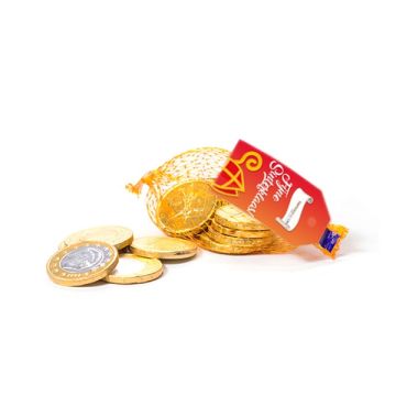 Chocolade munten in netje