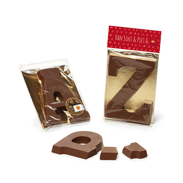 Chocoladeletter A t/m Z en 0-9 in flowpack, 135 gram