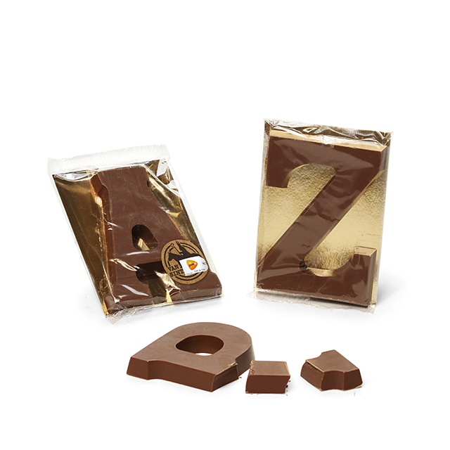 Chocoladeletter A t/m Z en 0-9 in flowpack, 135 gram