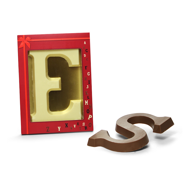 Chocoladeletter A-Z en 0-9 in vensterdoos, 175 gram