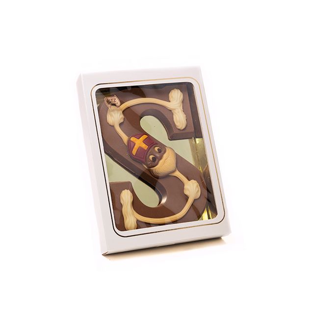 Chocoladeletter S met decoratie, 240 gram