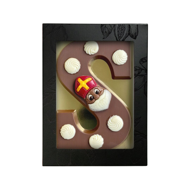 Luxe chocoladeletter met witte toefjes