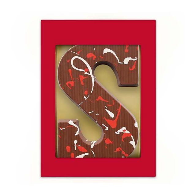 Chocoladeletter S rood-wit - 200 gram