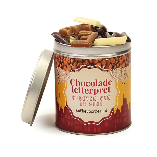 Chocolade letterpret in blik - medium