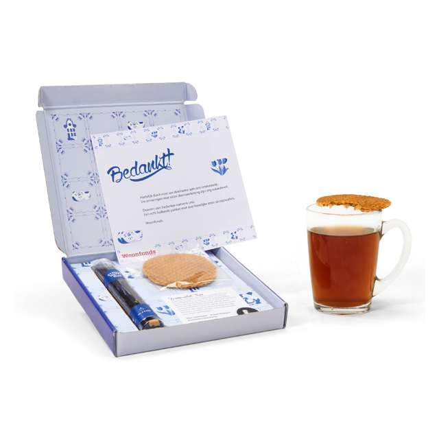 Stroopwafelthee in geschenk- of verzenddoosje