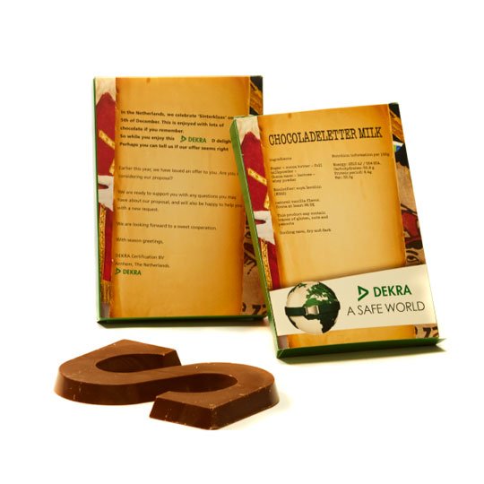 Chocoladeletter A t/m Z in eigen doosje - standaard ontwerp