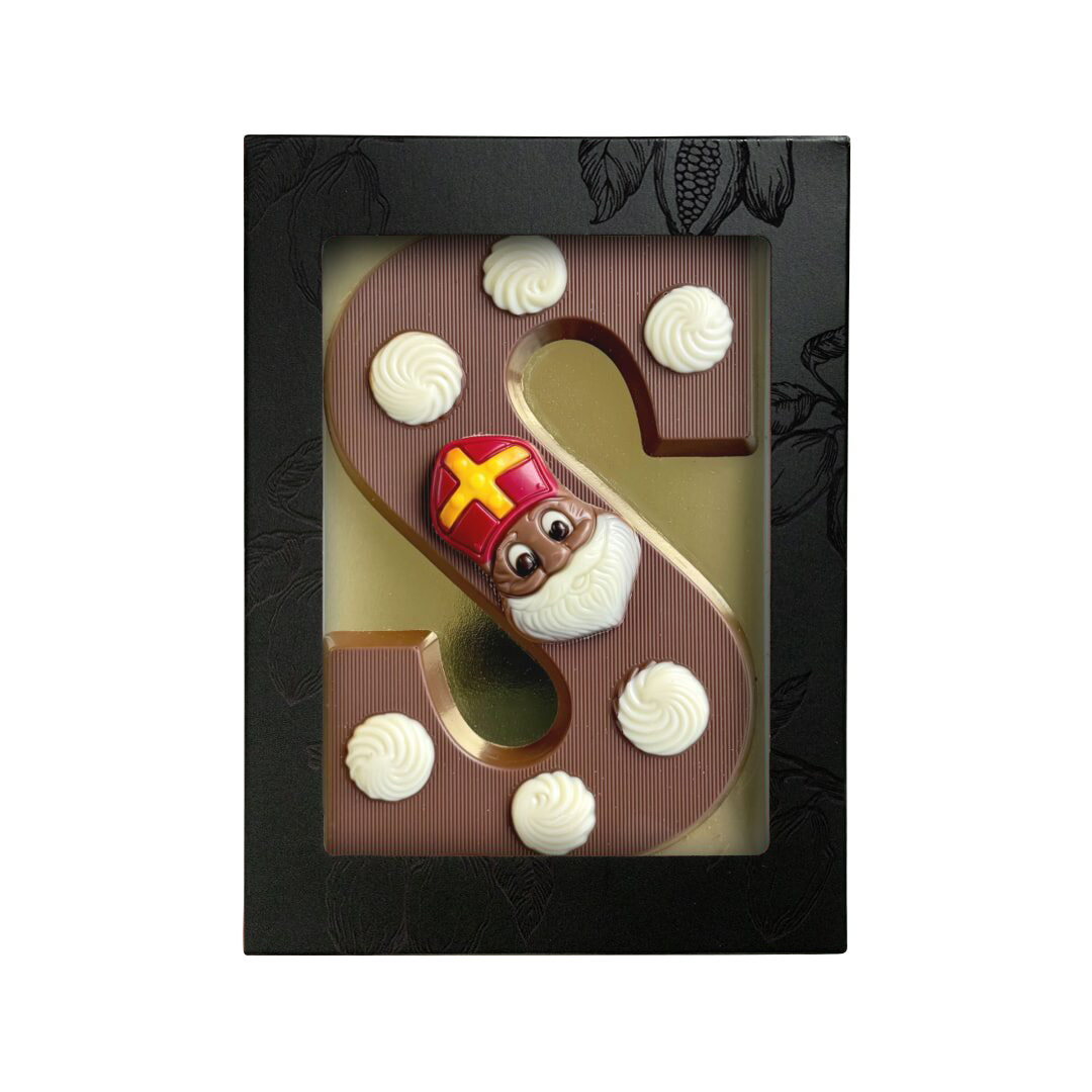 Luxe chocoladeletter met witte toefjes